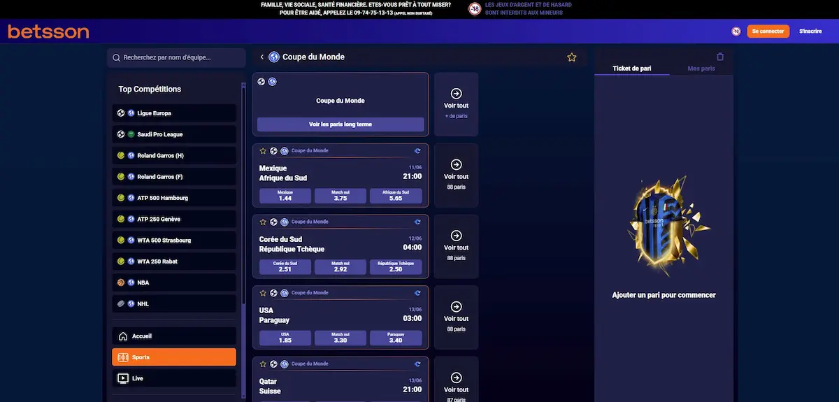 Interface Betsson